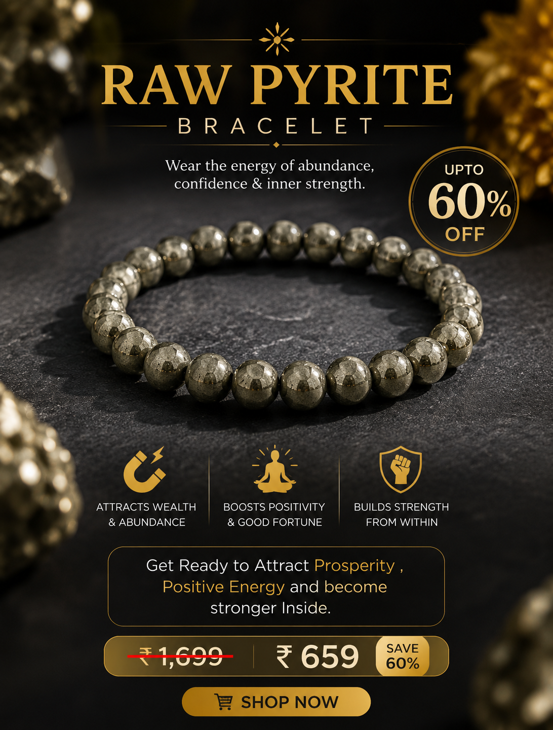 Raw Pyrite Bracelet – Confidence, Style & Positive Energy in One