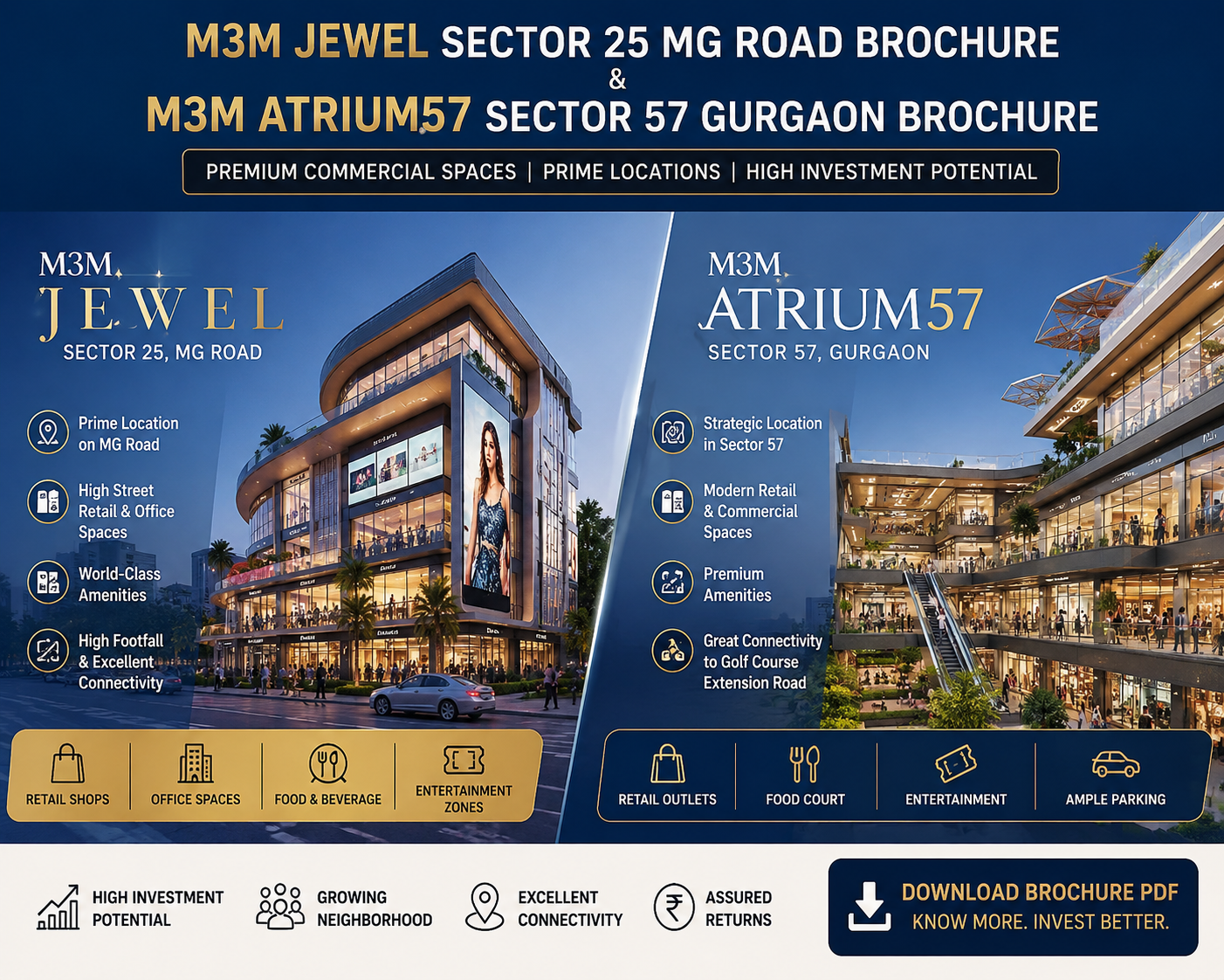 Download M3M Jewel Sector 25 MG Road Brochure and M3M Atrium57 Sector 57 Gurgaon Brochure