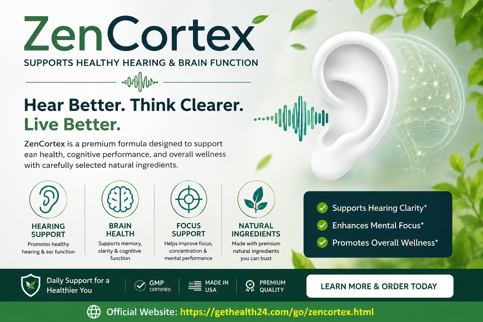 ZenCortex Ear Ringing Relief Supplement: Fast-Absorbing Liquid Formula