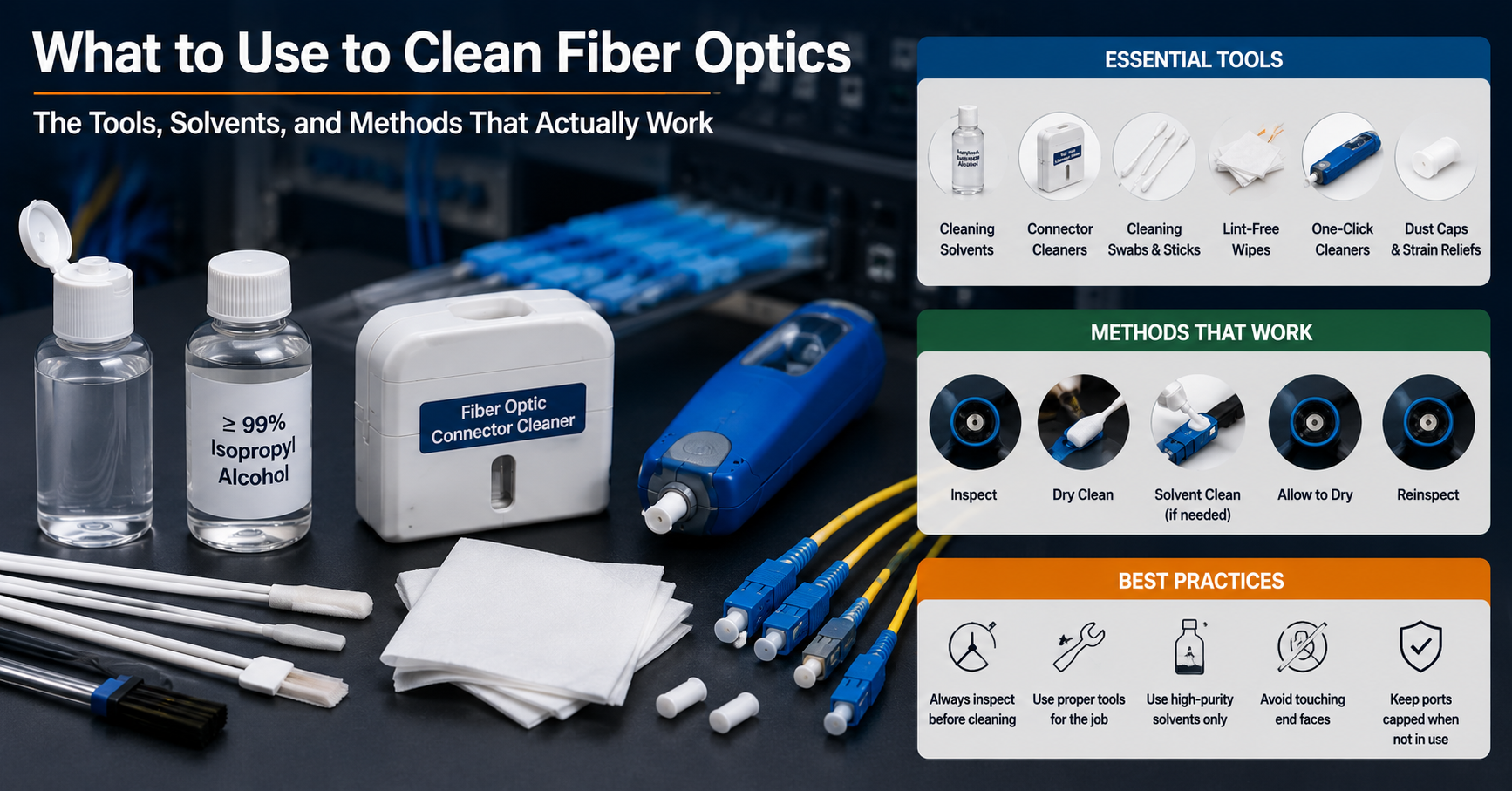 What to Use to Clean Fiber Optics: The Tools, Solvents, and Methods That Actually Work