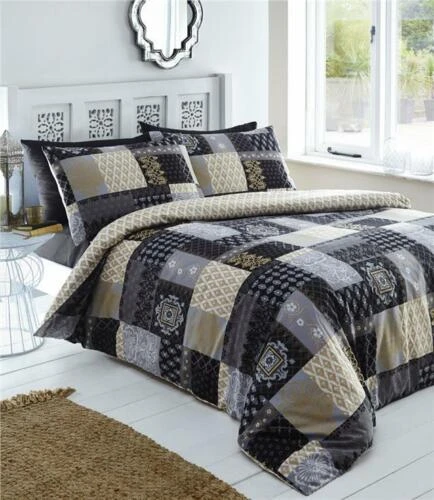DUVET SETS REMY PATCHWORK PRINT AND GEOMETRIC PATTERN REVERSE QUILT COVER BED SETS