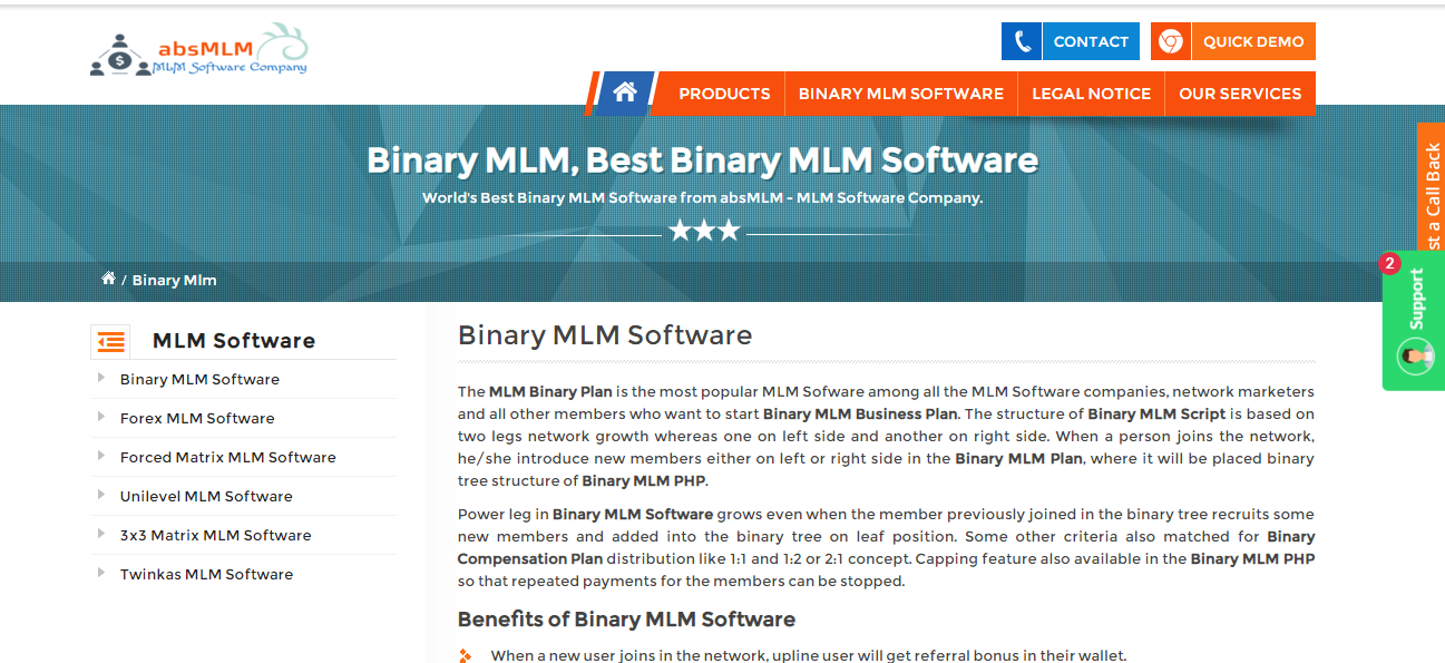 AbsMLM - Binary MLM Software | MLM Binary Plan Software