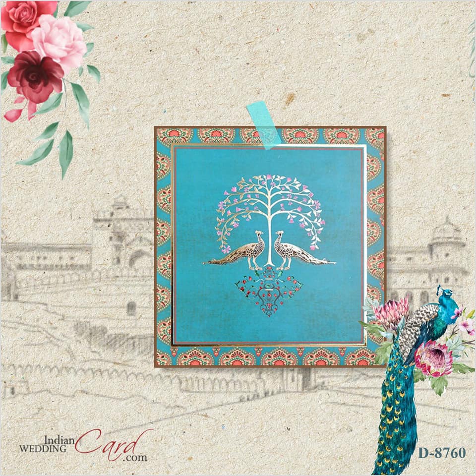Peacock Theme Wedding Invitation Cards Online