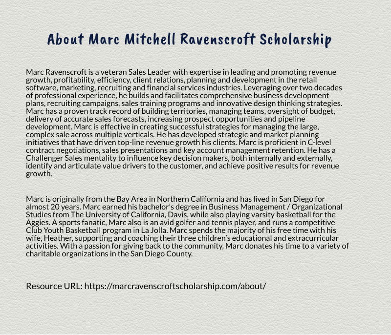 About Marc Mitchell Ravenscroft Scholarship
