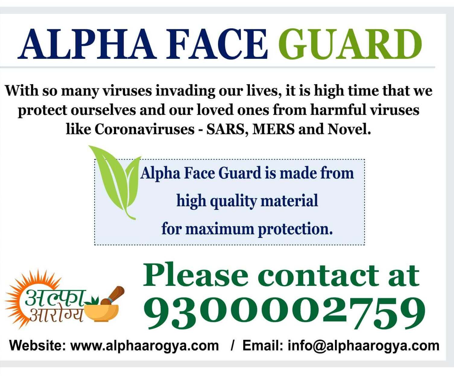 Face Mask For Coronavirus Protection | Alpha Faceguard