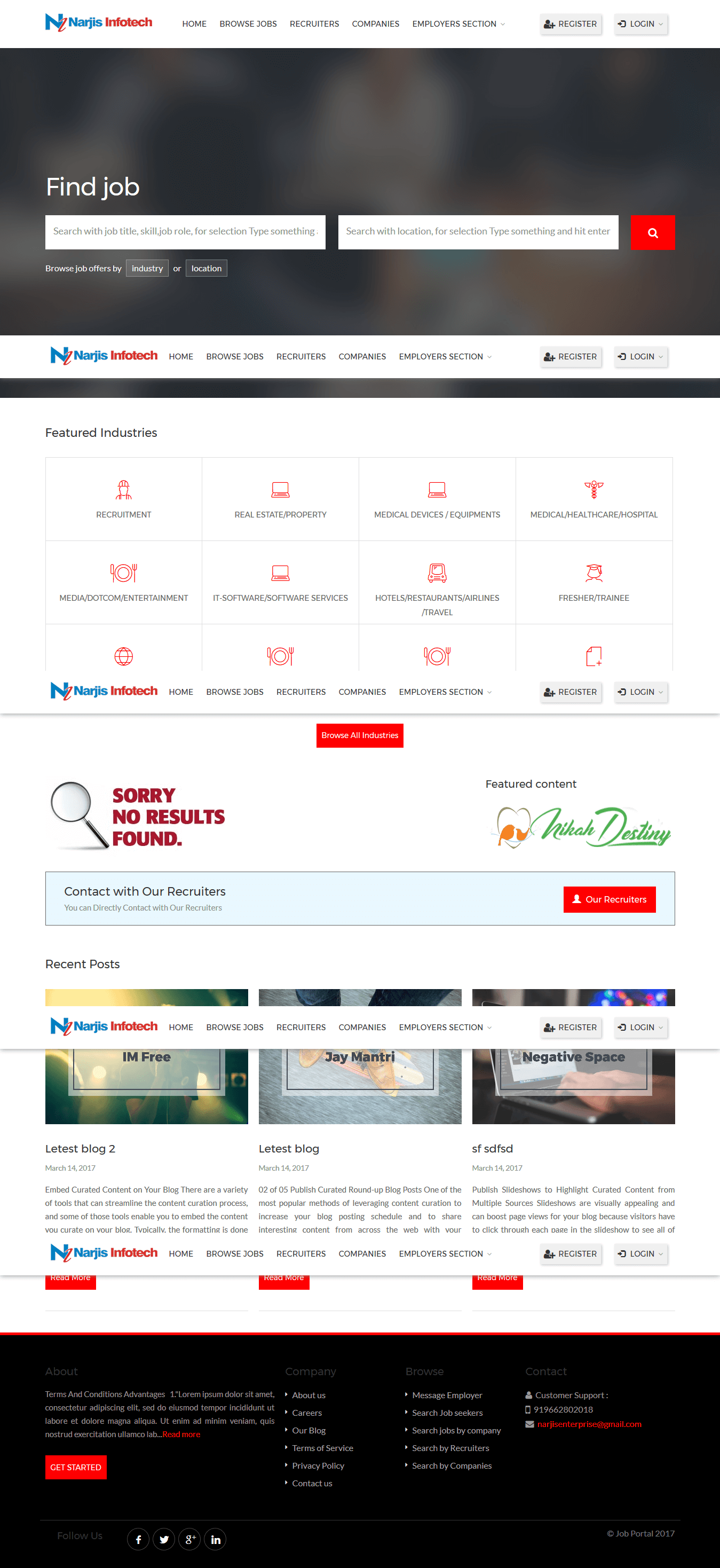 Job Portal PHP script with Open Source Code by Narjis Infotech