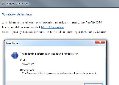 Error code 0xc004f074-windows activation errors-windows 10/8/7