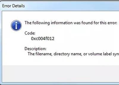 Error Code 0xc004f012-Live Assist Tech Support