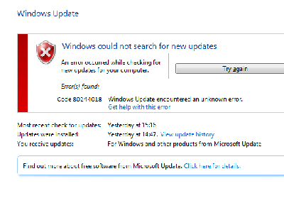 Microsoft Update Error Code 80244018 in Windows 7/8/10