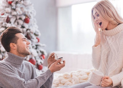 Creative Marriage Proposal With Diamond Engagement Rings For Women