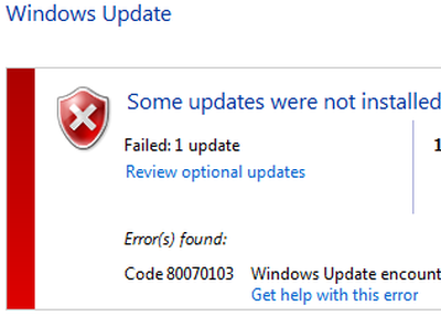 Window Update Error Code 8024400d