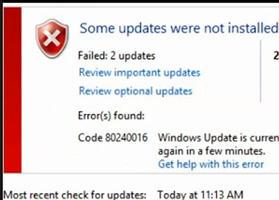 Error 80240016-Update error in Windows 7/8/10