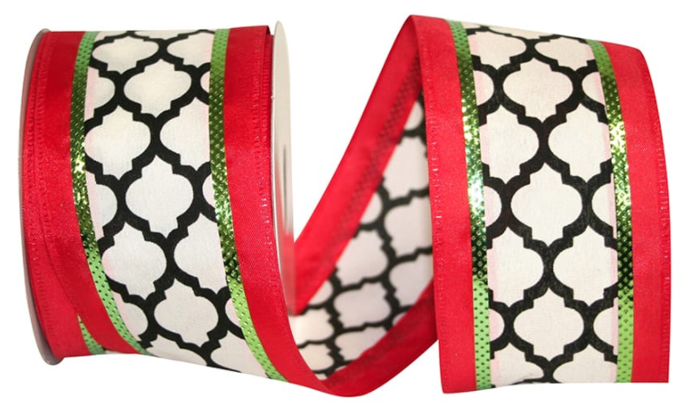 Trellis Taffeta Wired Edge Ribbon Specially for Christmas in July
