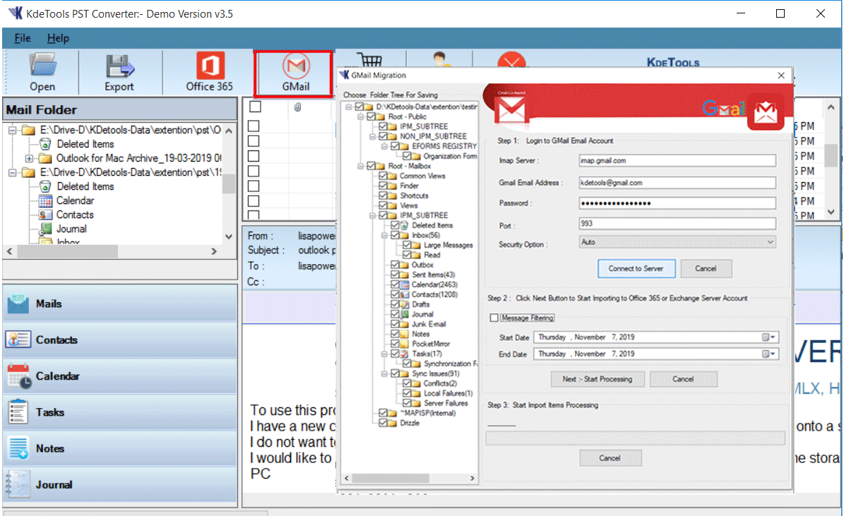 How to export PST to Gmail