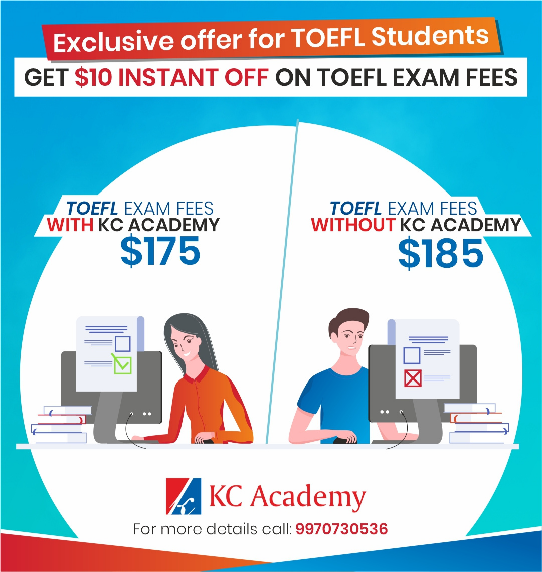 Get instant $10 off on TOFEL Exam Fees with KC Academy