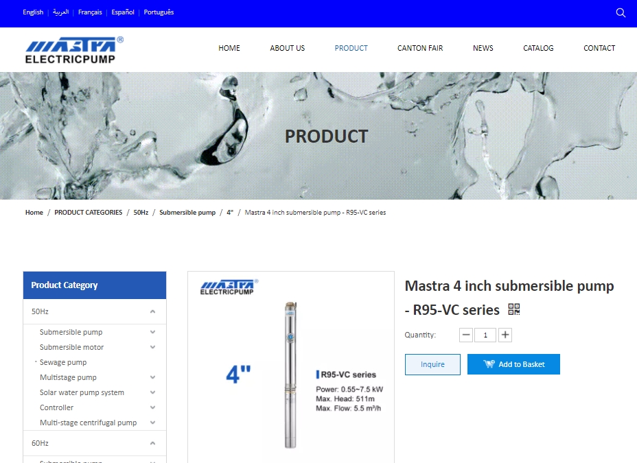 Mastra 4 inch submersible pump - R95-VC series - Buy Submersible impeller pump, Exporter of submersible pump, submersible pump set Product on Guangdong Ruirong Pump Industry Co., Ltd.