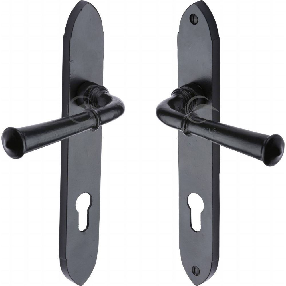 BLACK IRON RUSTIC DOOR HANDLE MULTI-POINT HADLEY DESIGN