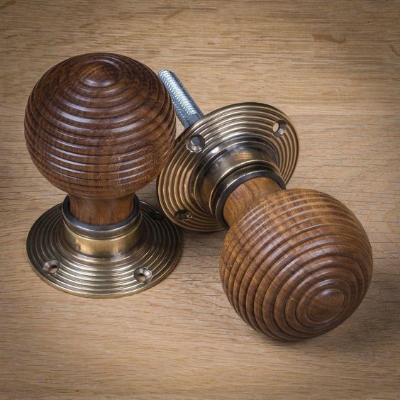 Wooden Door Knobs on Rose - Handles4U