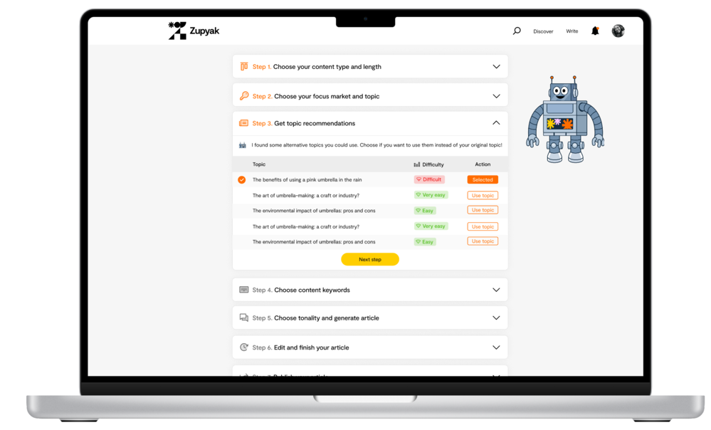 The Zupyak SEO enabled AI writer is here!