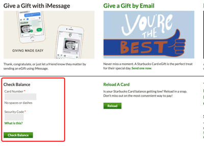 Check Starbucks Gift Card Balance