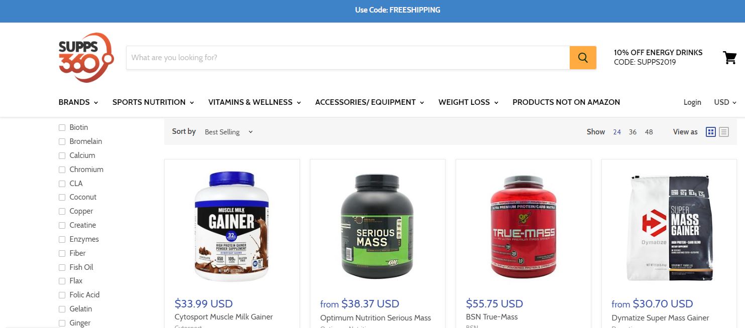Weight Gain Supplement - Supper mass gainer - Muscle milk gainer — Supps360.com
