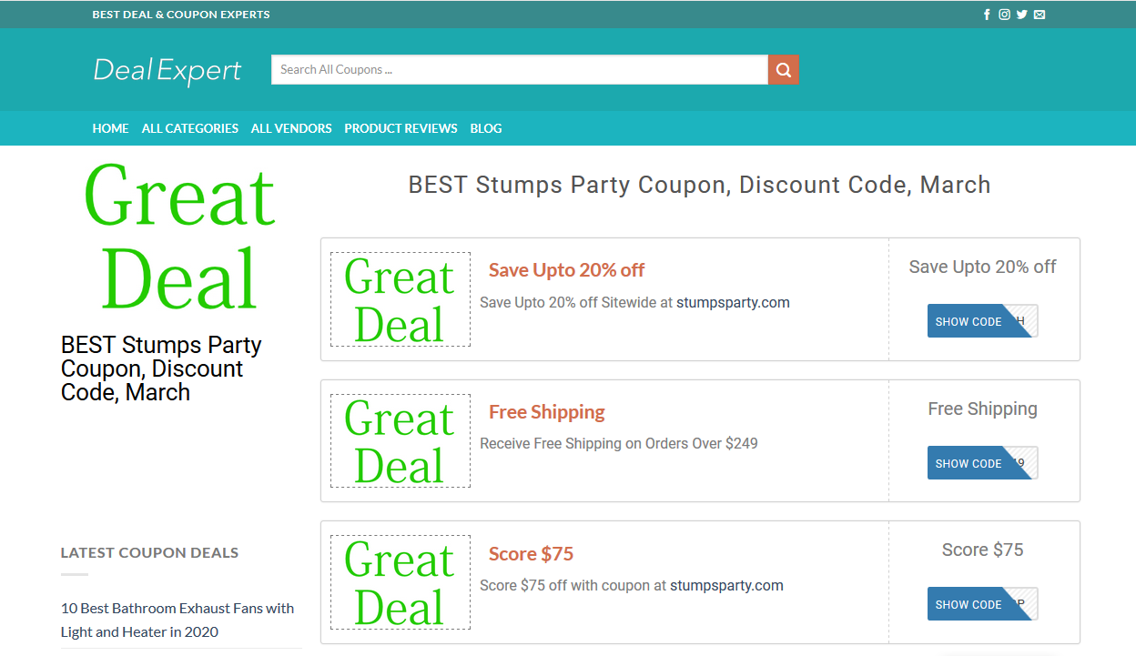 The BEST Stumps Party Coupon, Discount Code March