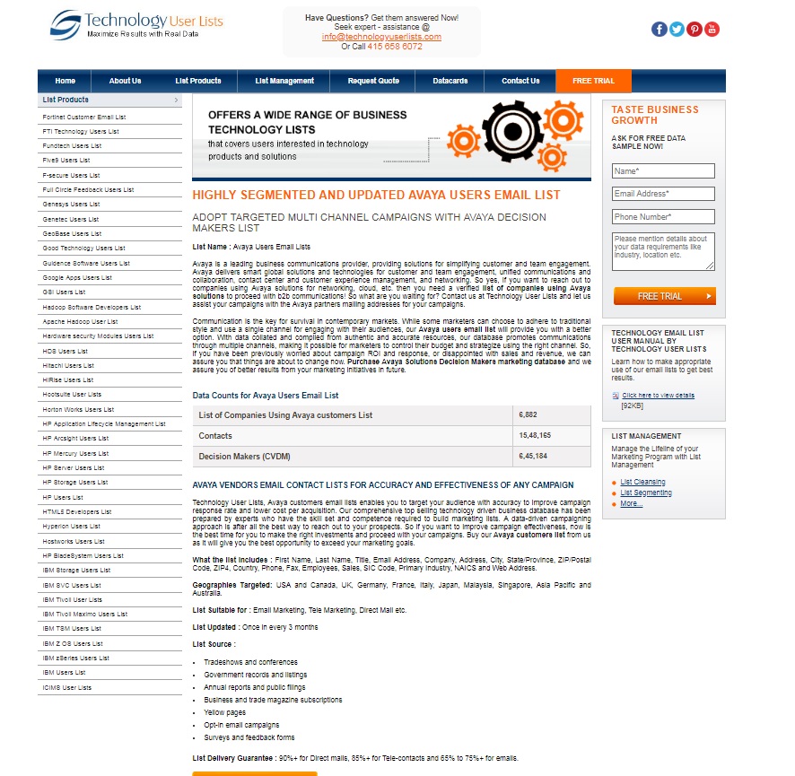 Avaya Users Email List