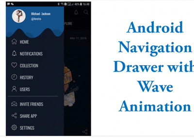 Add Android Navigation Drawer with Wave Animation