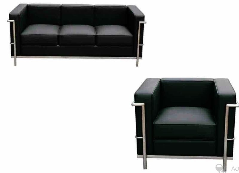 Buy Cour Italian Leather Living Room Set in Black Online
