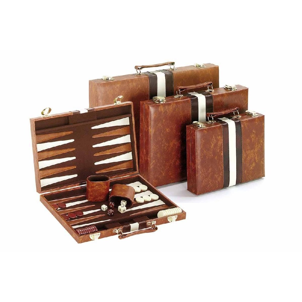 18" Brown & White Stripes Backgammon