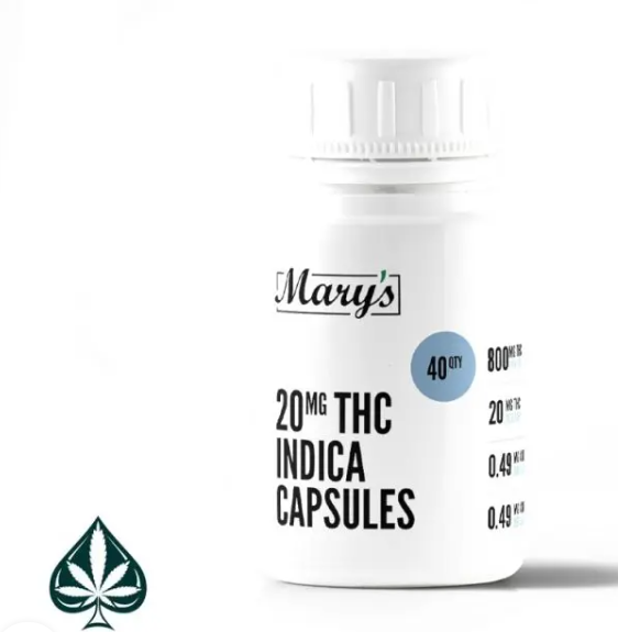 Mary’s Indica THC Capsules 20mg Per Dose