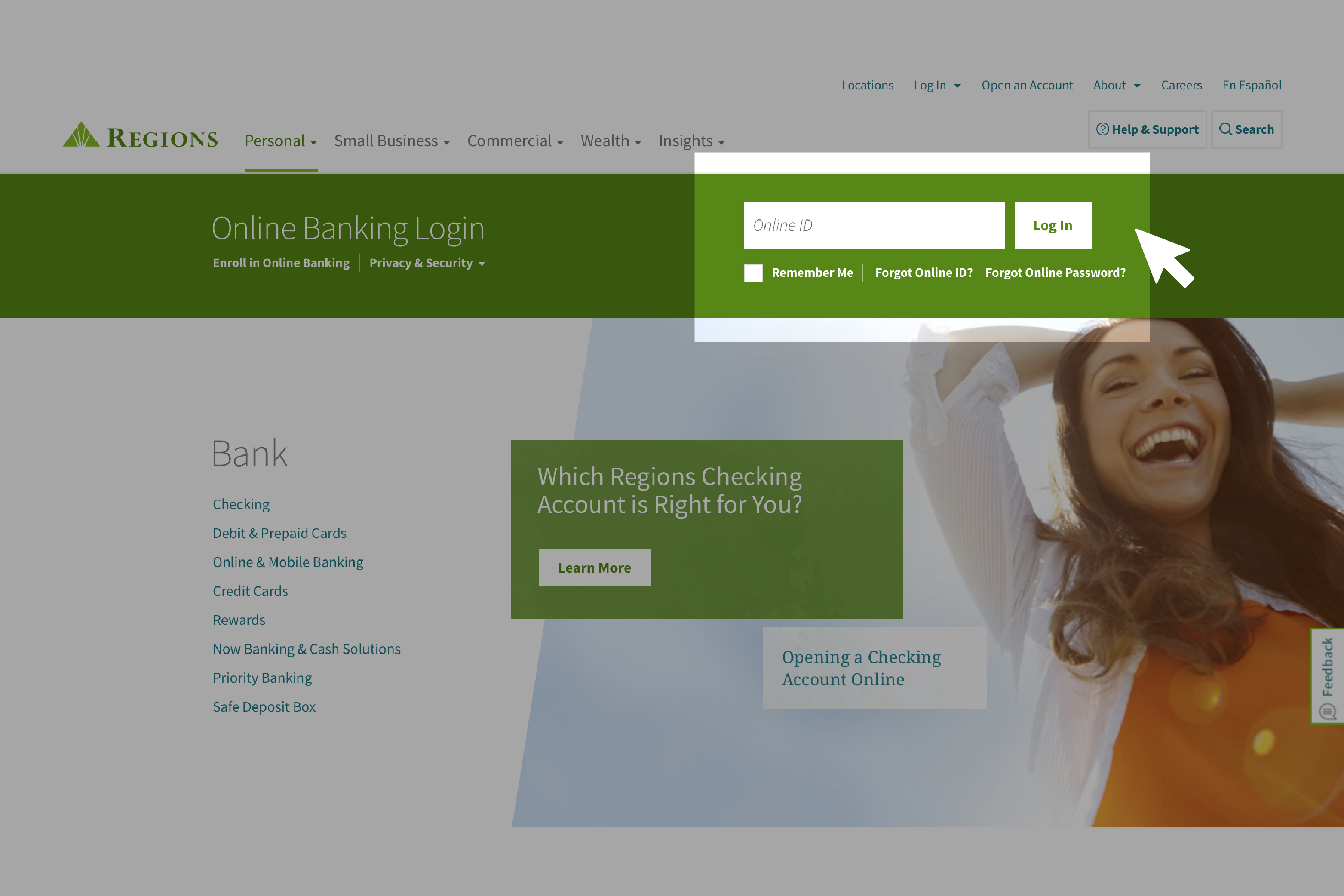 Quick manual guide to change the Regions bank ID and password