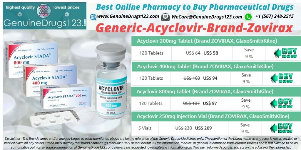 Buy Generic #Acyclovir #Zovirax 200, 400, 500 & 800 mg Tablet Online - #GenuineDrugs123