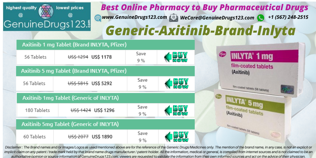 Axitinib Inlyta 5 mg Cost doses, uses, warnings, Side effect - #GenuineDrugs123