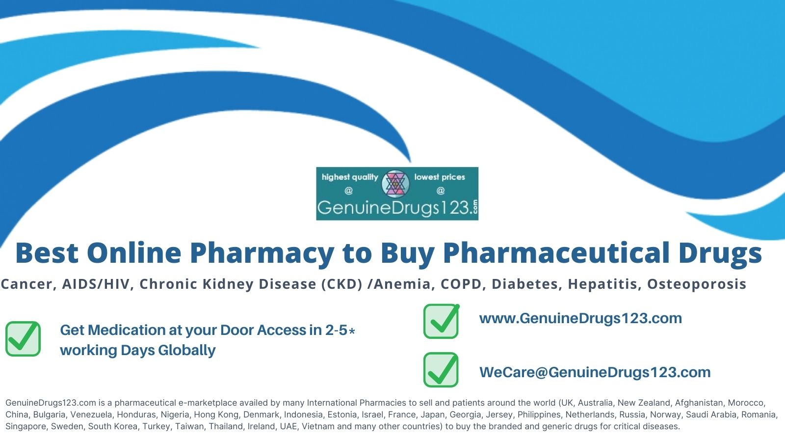 Get Medication Worldwide Online in 2-5* working Days