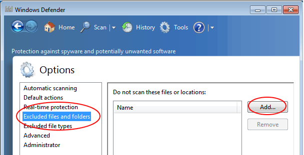 Steps to Exclude Files and Folders from Windows Defender