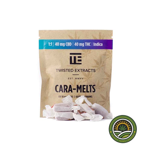 TWISTED EXTRACTS – CARA-MELTS 40MG CBD & 40MG THC INDICA