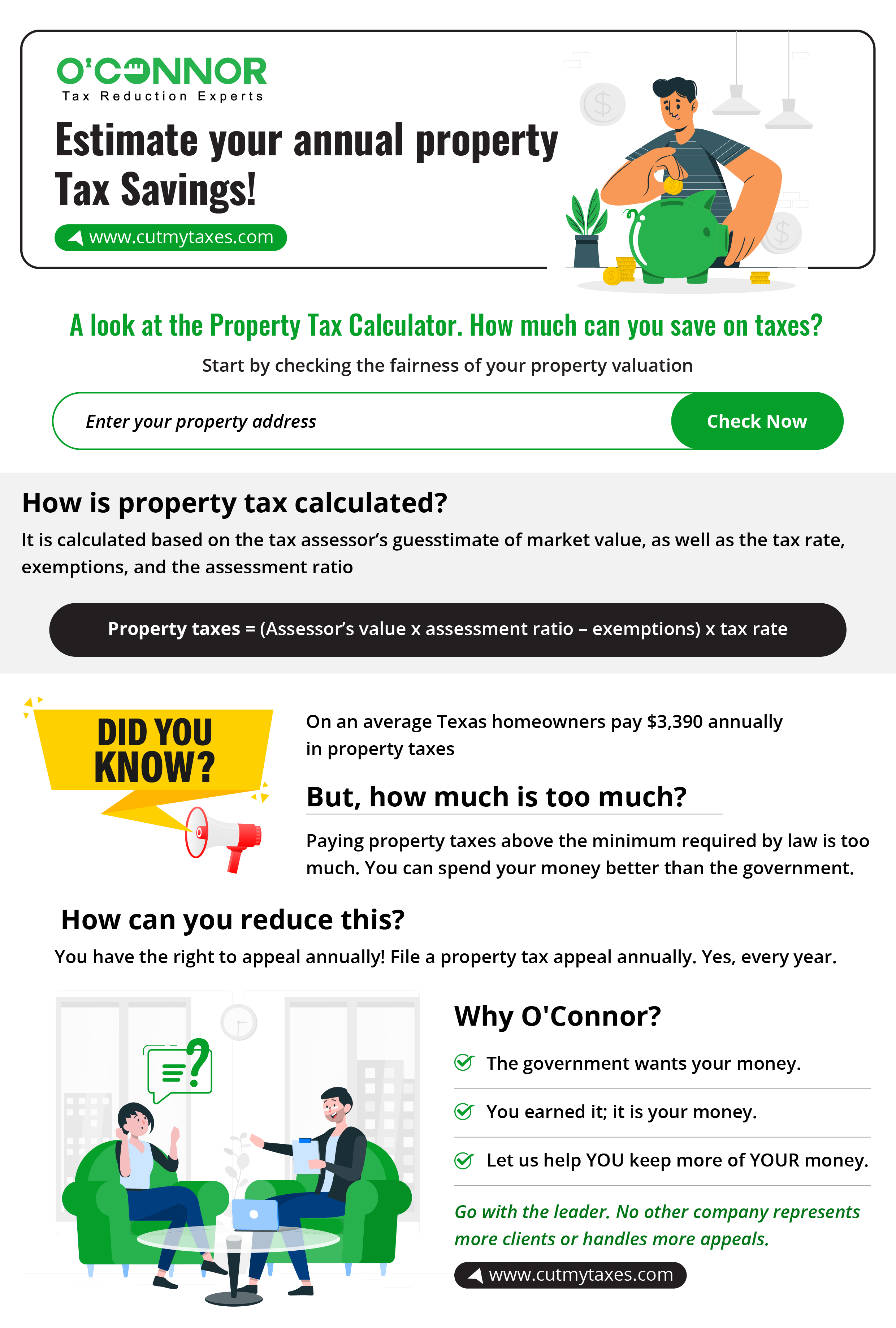Estimate your annual property tax savings!