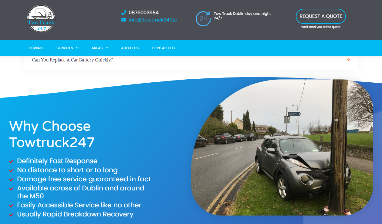 TOW TRUCK DUBLIN | CAR TOWING & RECOVERY 24/7 Towing Service