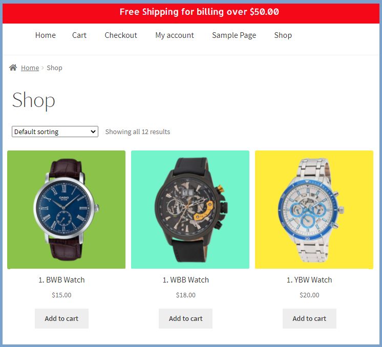 Woocommerce free shipping bar