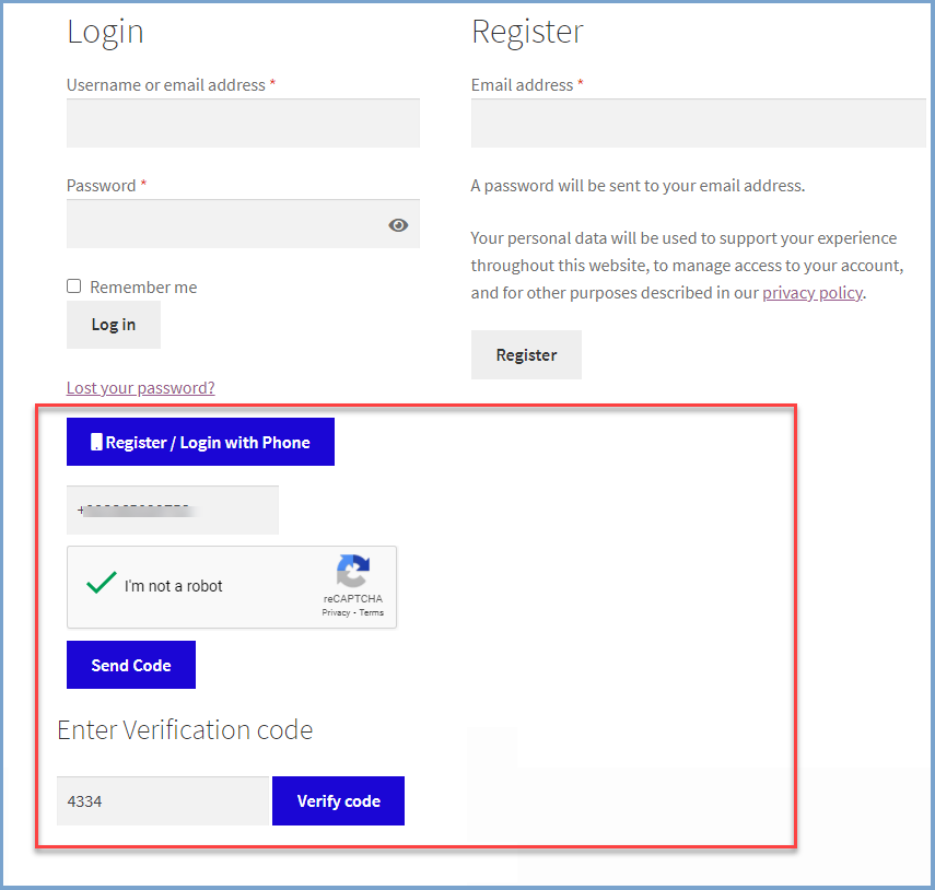 Woocommerce Registration with Phone Number