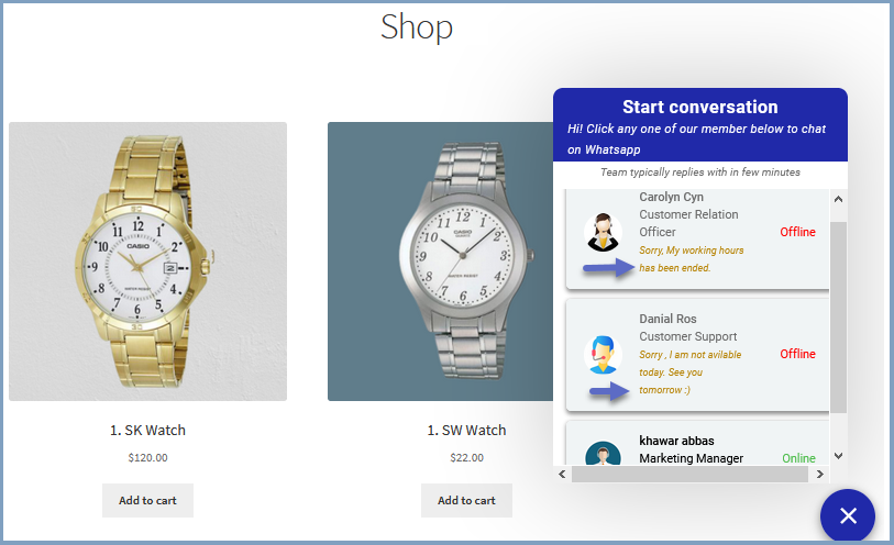 Woocommerce whatsapp chat plugin