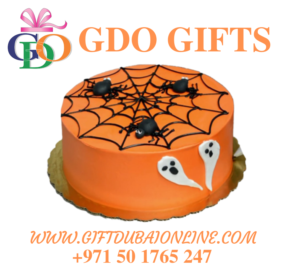 Orange Spider Theme Halloween Cake - GDO Gifts