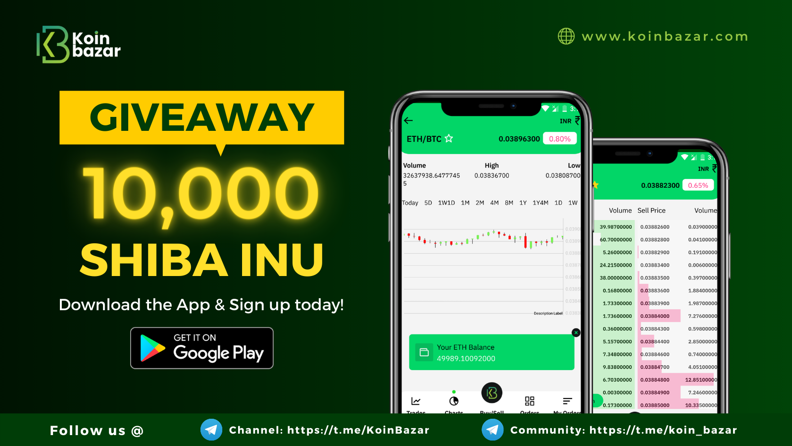 Download Koinbazar Crypto Exchange App & Get 10,000 SHIB Tokens FREE!!!