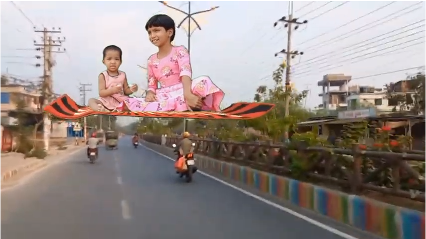 Two Kids Flying on the Street | Flying in the sky