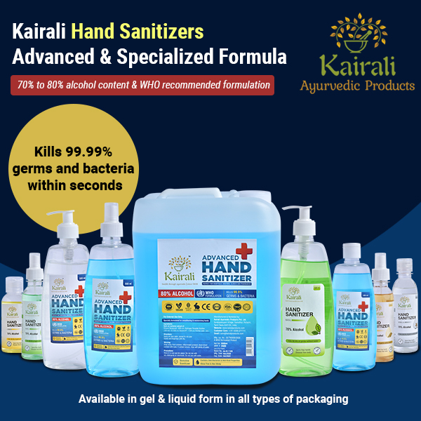Kairali WHO Formulation Advanced Hand Sanitizers with 80% Alcohol