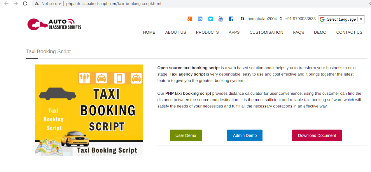 Taxi booking script