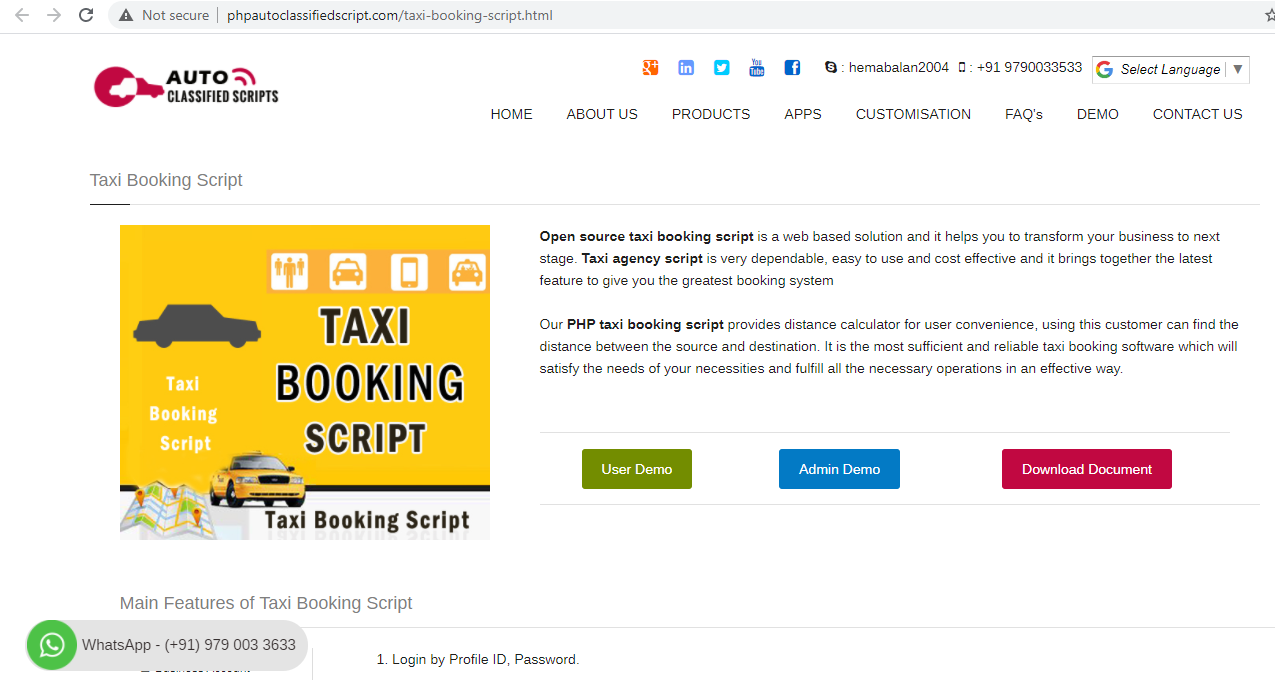 Taxi booking script