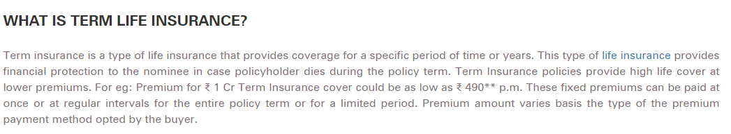 term insurance plans