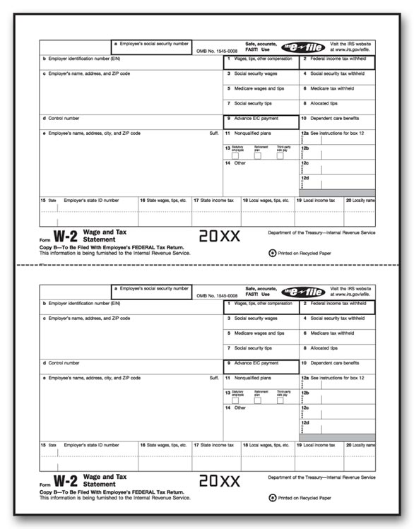 Form W-2 Paycheck and Tax Statement